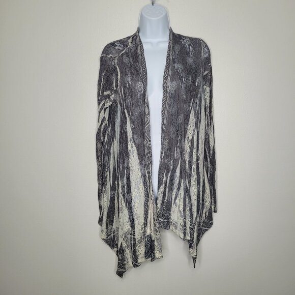 Origami gray white lace grunge open front long sleeve alt cardigan size l/xl - Picture 1 of 7